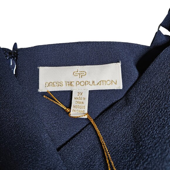 Dress the Population Women's Owen Plunge Neck Faux Wrap A-line Dress, 3X, NWT - Picture 6 of 12